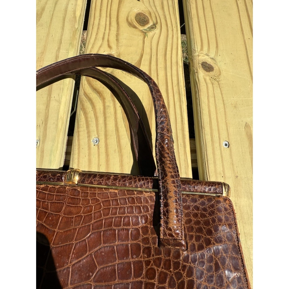 Vintage Lucille De Paris Saks 5th Avenue Brown Alligator Purse Handbag - Picture 9 of 16